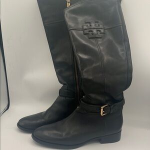 Tory Burch Black Leather Knee-High Boots - Excellent Condition